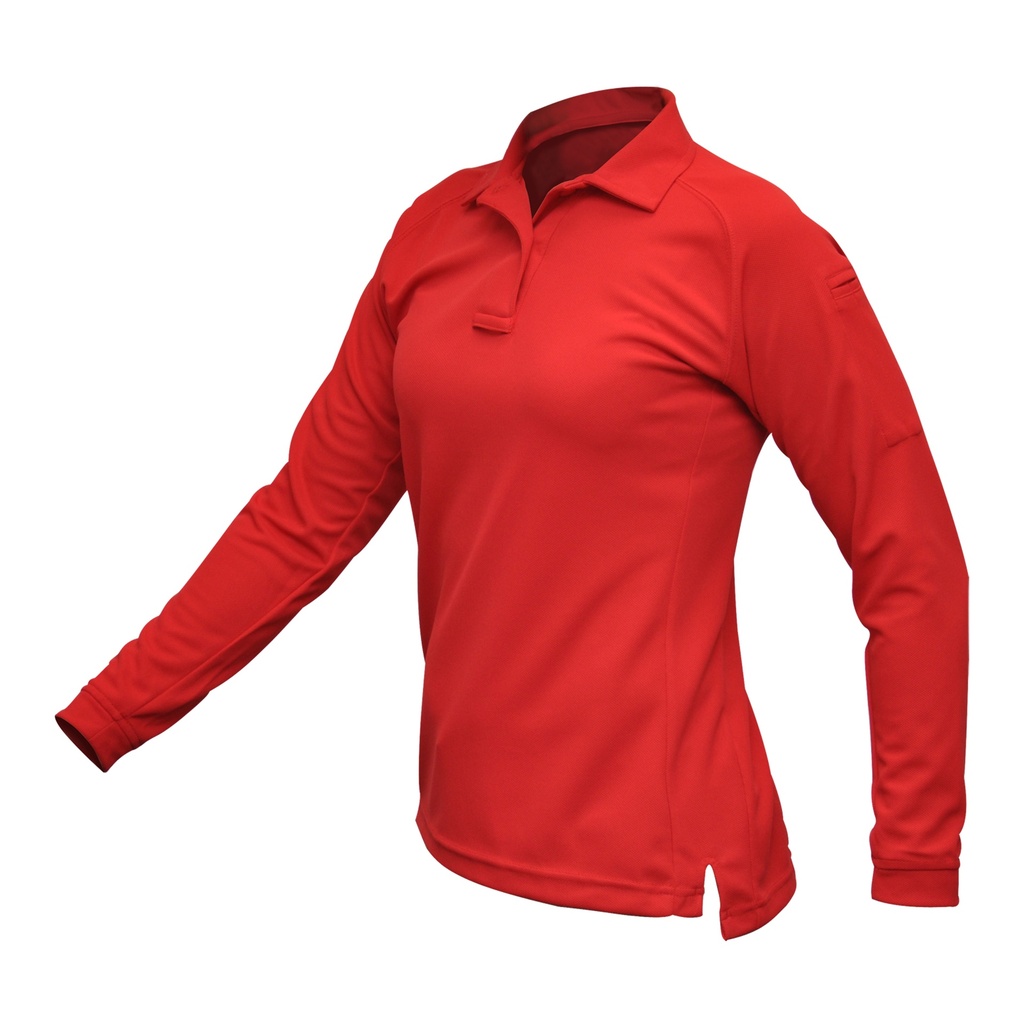 VERTX COLDBLACK WMN L/S POLO RED MED