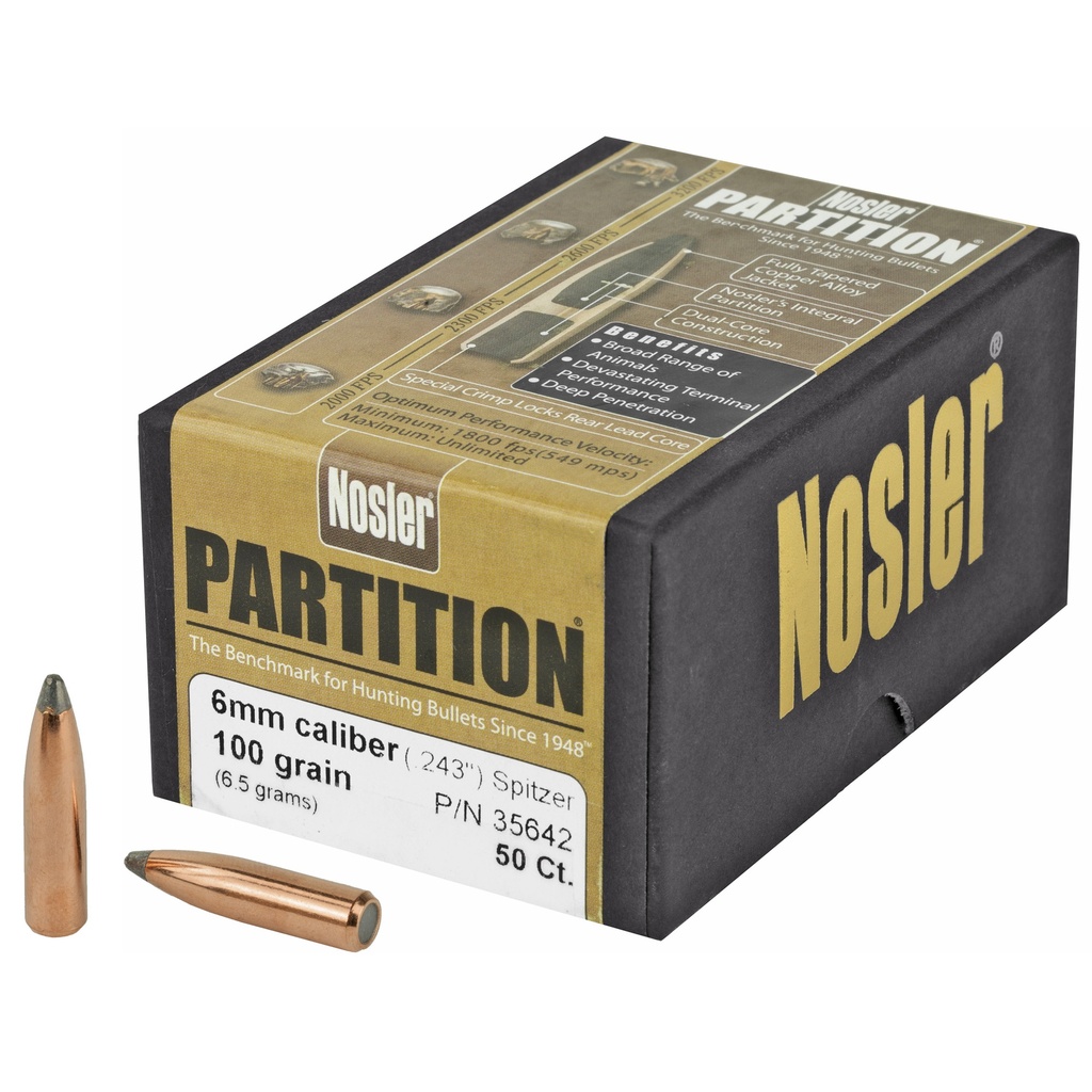 NOSLER 6MM 100GR SP PARTITION 50CT