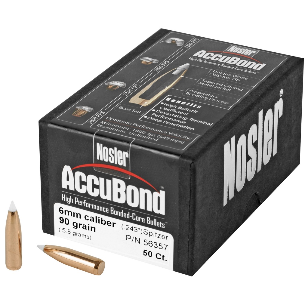 NOSLER 6MM 90GR ACCUBOND 50CT