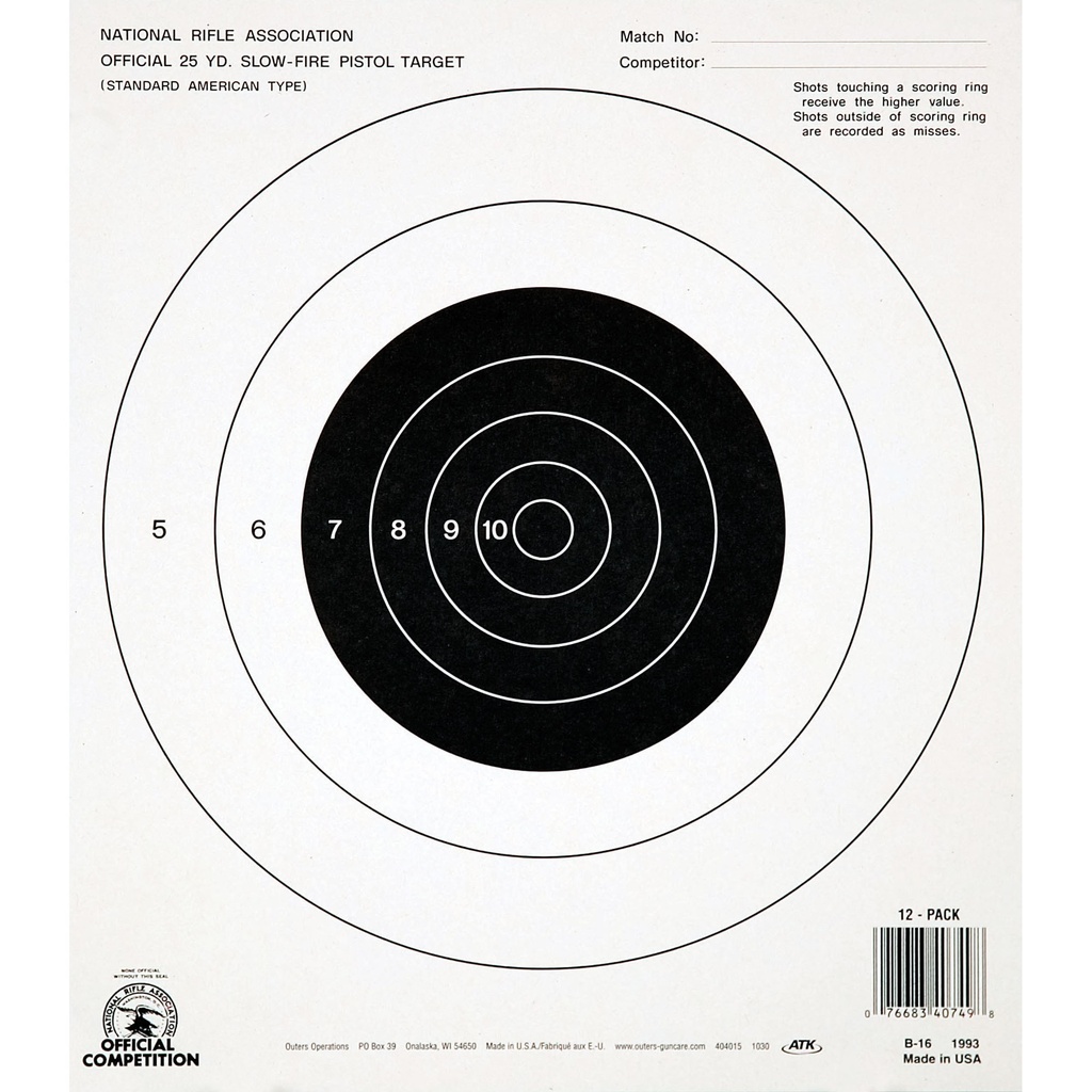 CHAMPION NRA B16 25YD PSTL S/F 100PK