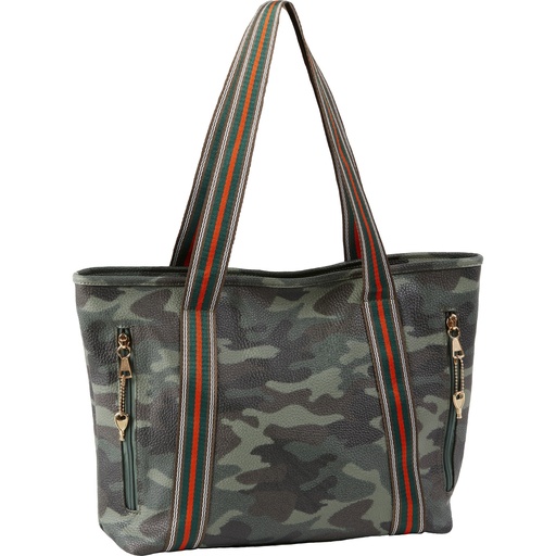 [BDP-049] BULLDOG TOTE PURSE CAMO W/ STRIPES