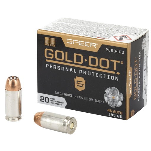 [CCI23964GD] SPR GOLD DOT 45ACP 185GR HP 20/200