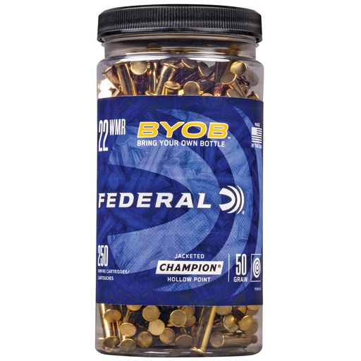 [FE757BTL250] FED CHAMP 22WMR 50GR JHP 250CT BYOB