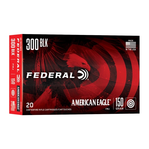 [FEAE300BLK1] FED AM EAGLE 300BLK 150GR FMJ 20/500