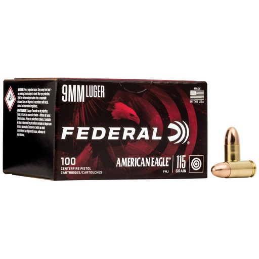 [FEAE9DP100] FED AM EAGLE 9MM 115GR FMJ 100/500