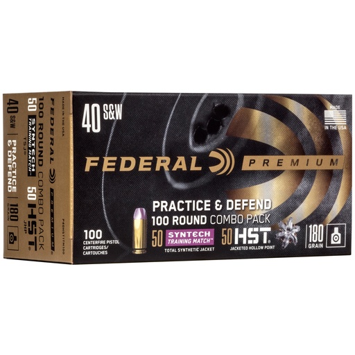 [FEP40HST1TM100] FED PRCTC & DFND 40S&W HST/SYN 180GR