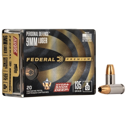 [FEP9HSD1] FED HYDRA-SHOK DEEP 9MM 135GR HP 20/