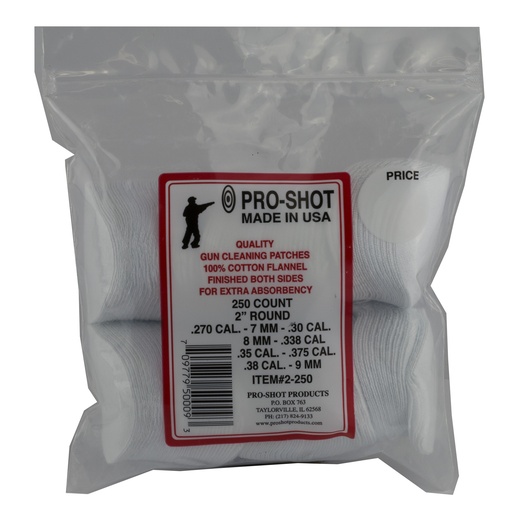 [PRO2-250] PRO-SHOT PATCH 270-38 CAL 2" 250PK