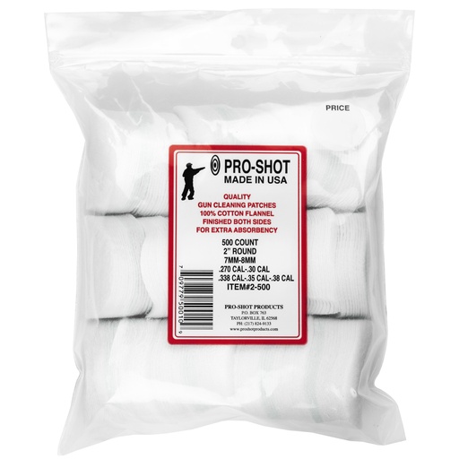 [PRO2-500] PRO-SHOT PATCH .270-38CAL RND 500 CT