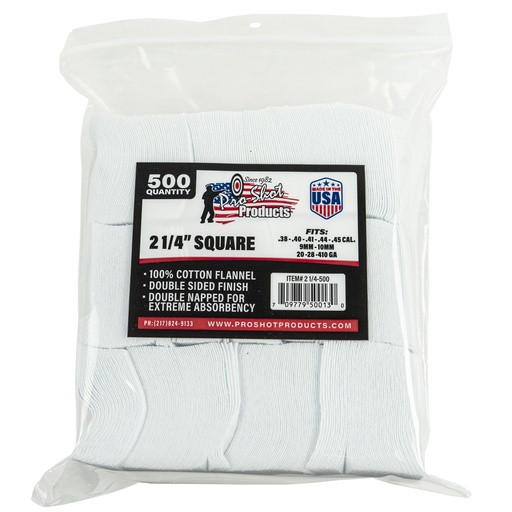 [PRO214-500] PRO-SHOT PATCH .38-.45CAL 2 1/4" 500