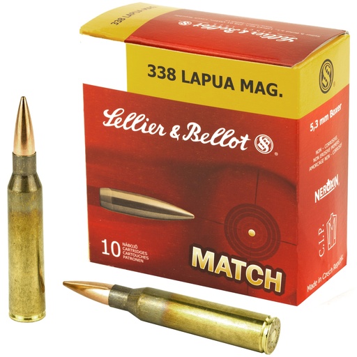 [SB338LMA] S&B 338LAPUA 250GR SIERRA HPBT 10/BX